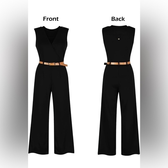 Adorable black jumpsuit with belt size medium - Picture 2 of 5